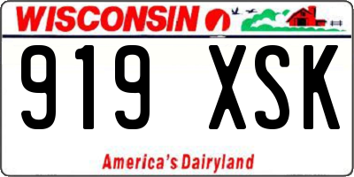 WI license plate 919XSK
