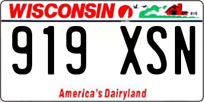 WI license plate 919XSN