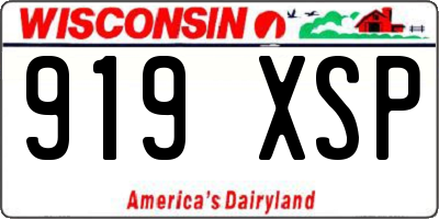 WI license plate 919XSP