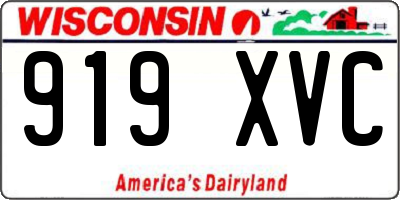 WI license plate 919XVC