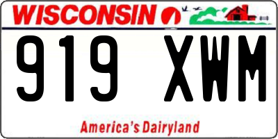 WI license plate 919XWM