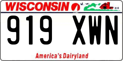 WI license plate 919XWN