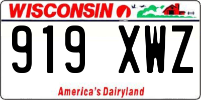 WI license plate 919XWZ