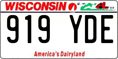 WI license plate 919YDE