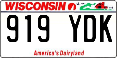 WI license plate 919YDK