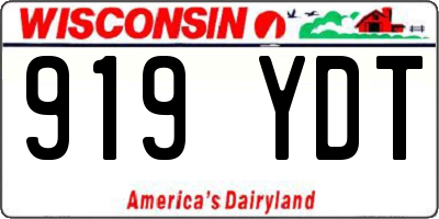 WI license plate 919YDT