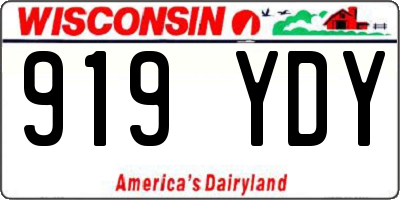 WI license plate 919YDY