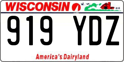 WI license plate 919YDZ