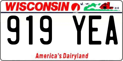WI license plate 919YEA