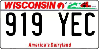 WI license plate 919YEC