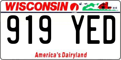 WI license plate 919YED