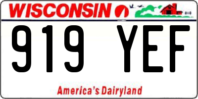 WI license plate 919YEF