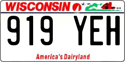 WI license plate 919YEH