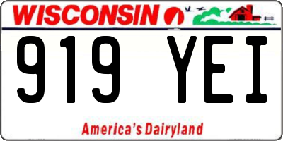WI license plate 919YEI