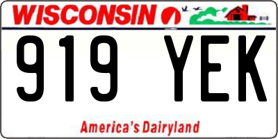 WI license plate 919YEK