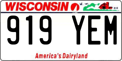 WI license plate 919YEM