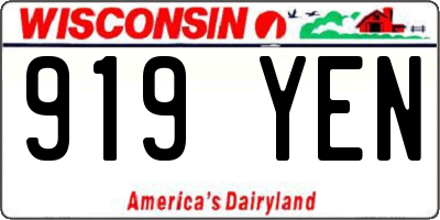 WI license plate 919YEN