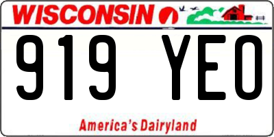 WI license plate 919YEO