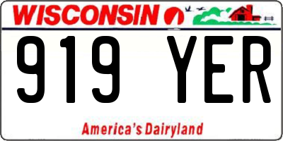 WI license plate 919YER