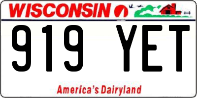 WI license plate 919YET