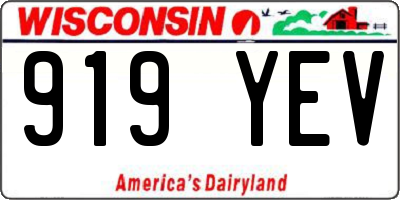 WI license plate 919YEV