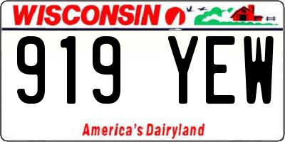 WI license plate 919YEW