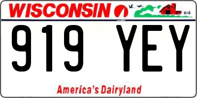 WI license plate 919YEY