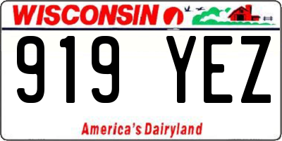 WI license plate 919YEZ