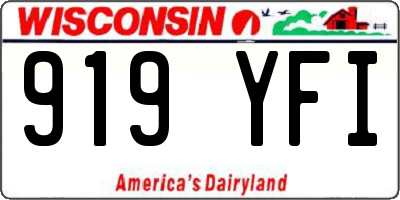 WI license plate 919YFI