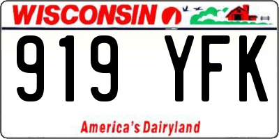 WI license plate 919YFK