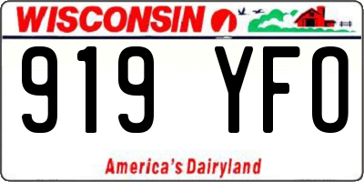 WI license plate 919YFO