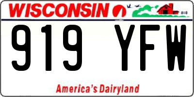 WI license plate 919YFW