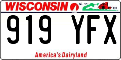 WI license plate 919YFX