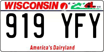 WI license plate 919YFY