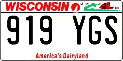 WI license plate 919YGS