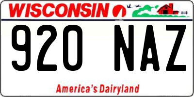 WI license plate 920NAZ