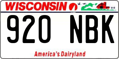 WI license plate 920NBK
