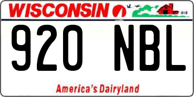 WI license plate 920NBL