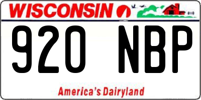 WI license plate 920NBP