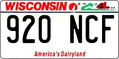 WI license plate 920NCF