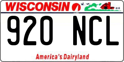 WI license plate 920NCL
