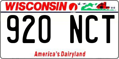 WI license plate 920NCT