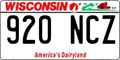 WI license plate 920NCZ