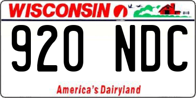 WI license plate 920NDC