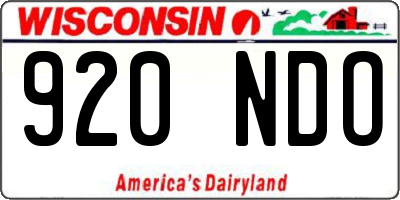 WI license plate 920NDO