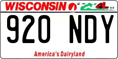 WI license plate 920NDY