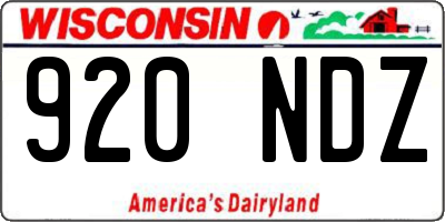 WI license plate 920NDZ