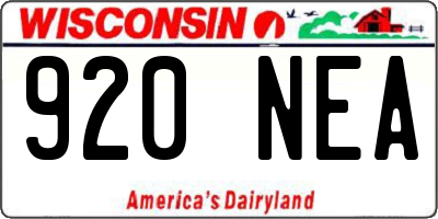 WI license plate 920NEA