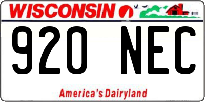WI license plate 920NEC
