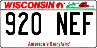 WI license plate 920NEF